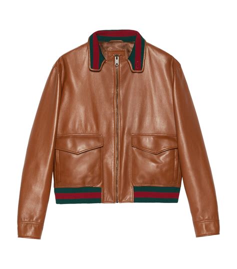 gucci leather jacket|gucci bomber jacket men's.